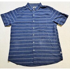 Toes on the Nose Blue & Gray Striped Size Large Button Up Shirt Casual Work